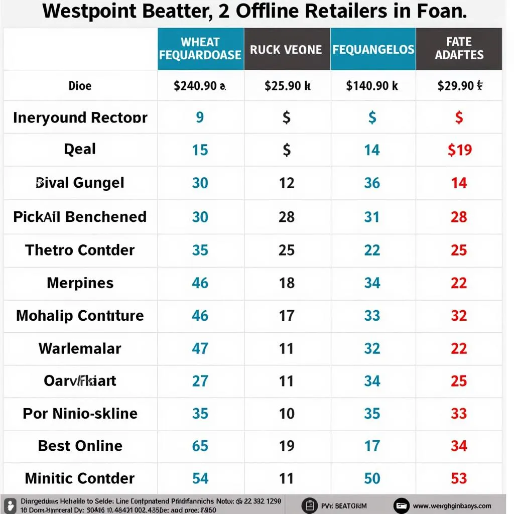 Westpoint Beater Price Comparison Chart