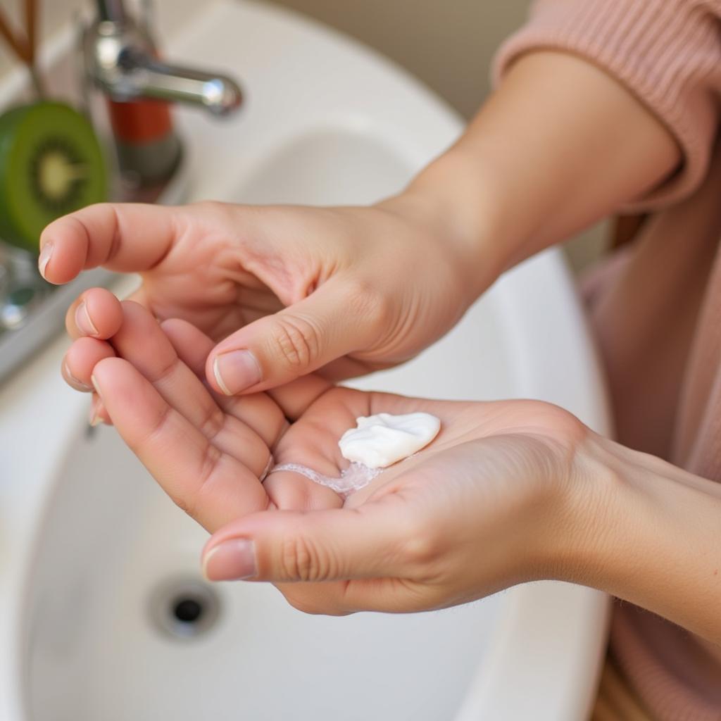 Applying Hand and Foot Whitening Cream