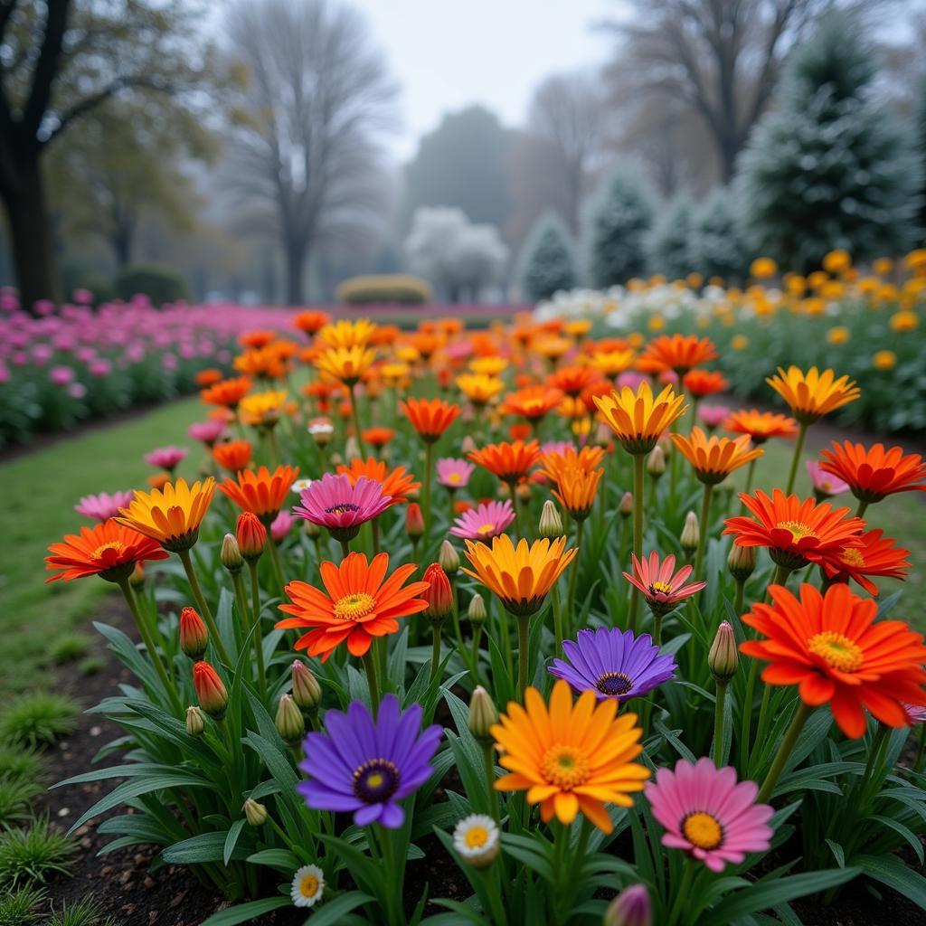 Winter Flowers Blooming in a Garden in Pakistan