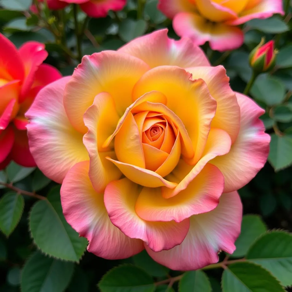 Winter roses in Pakistan blooming in a garden