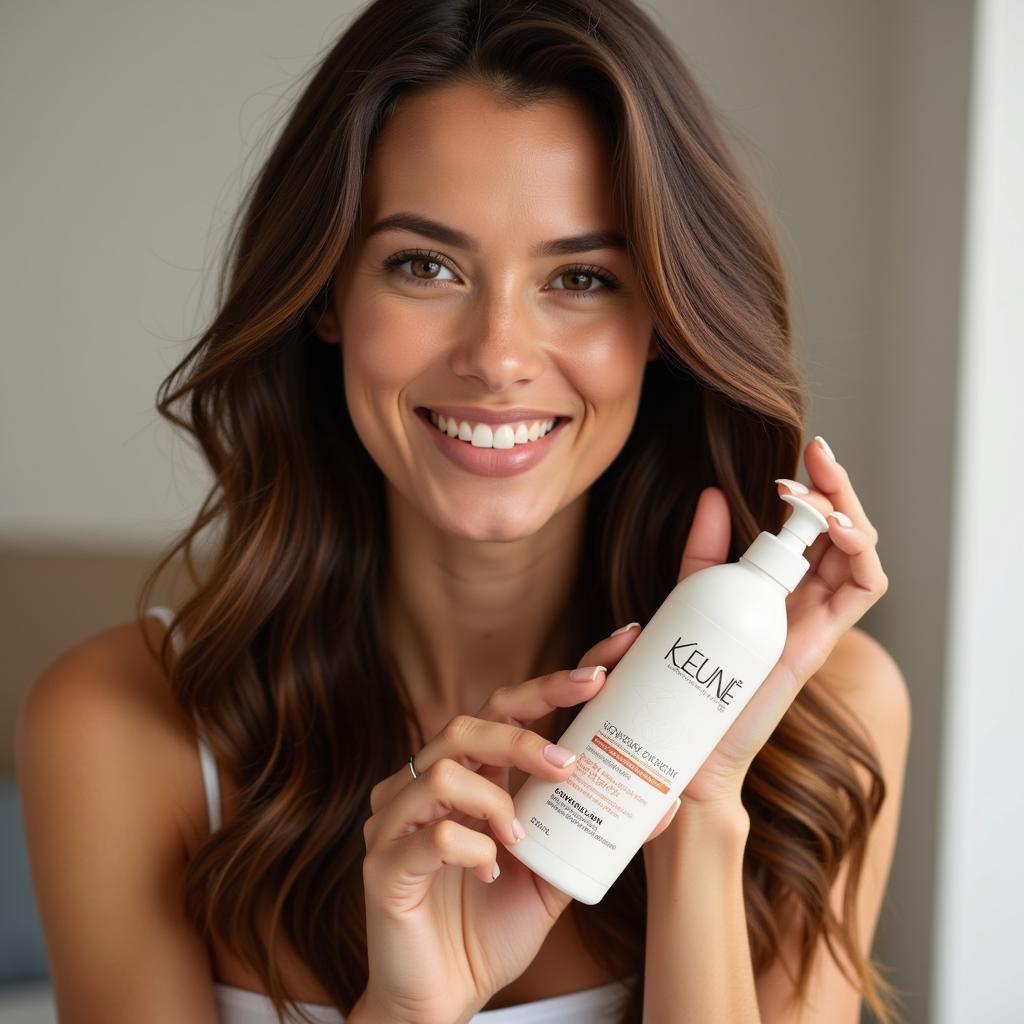 Woman Applying Conditioner