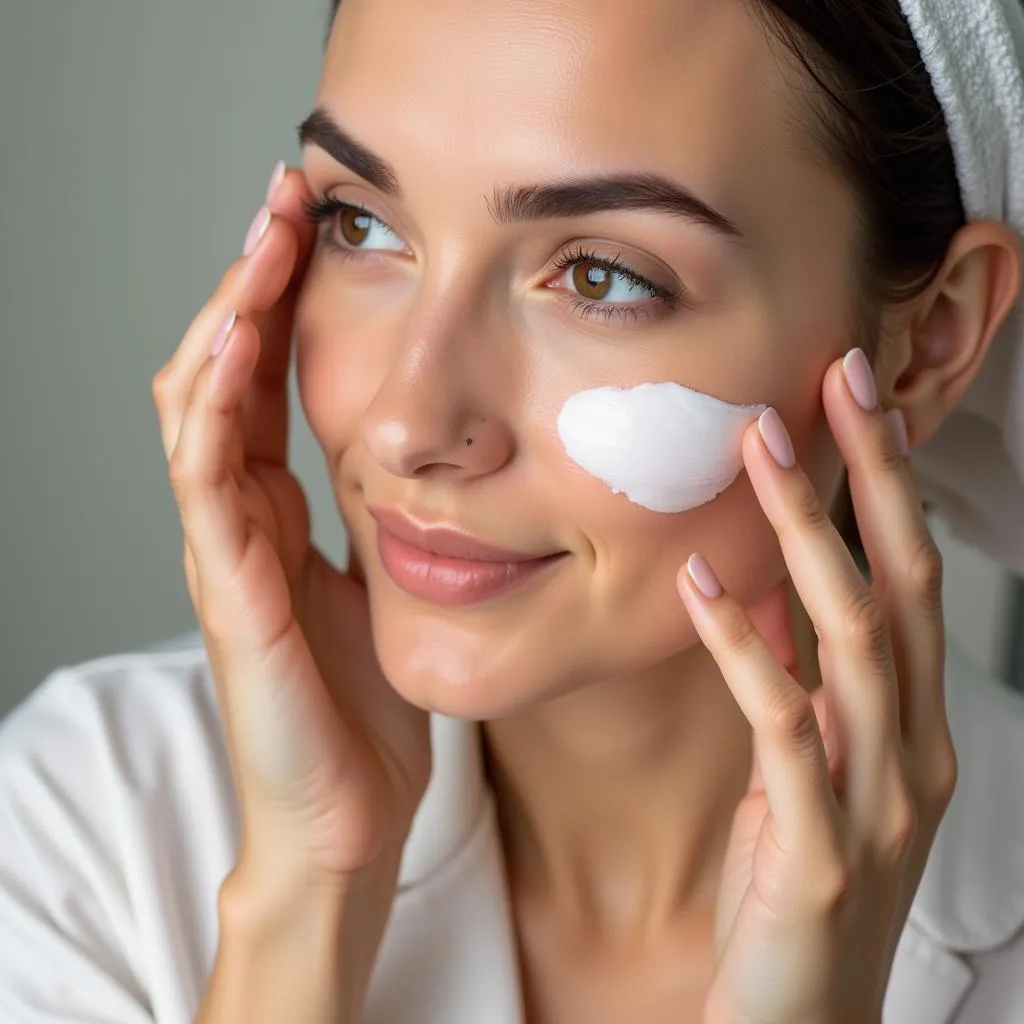 Woman Applying Faiza Cream