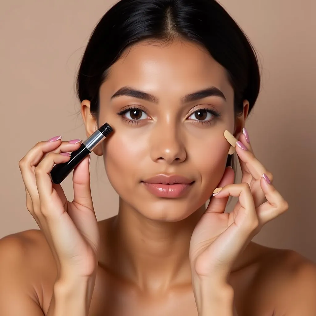 Woman Applying L'Oreal Concealer in Pakistan