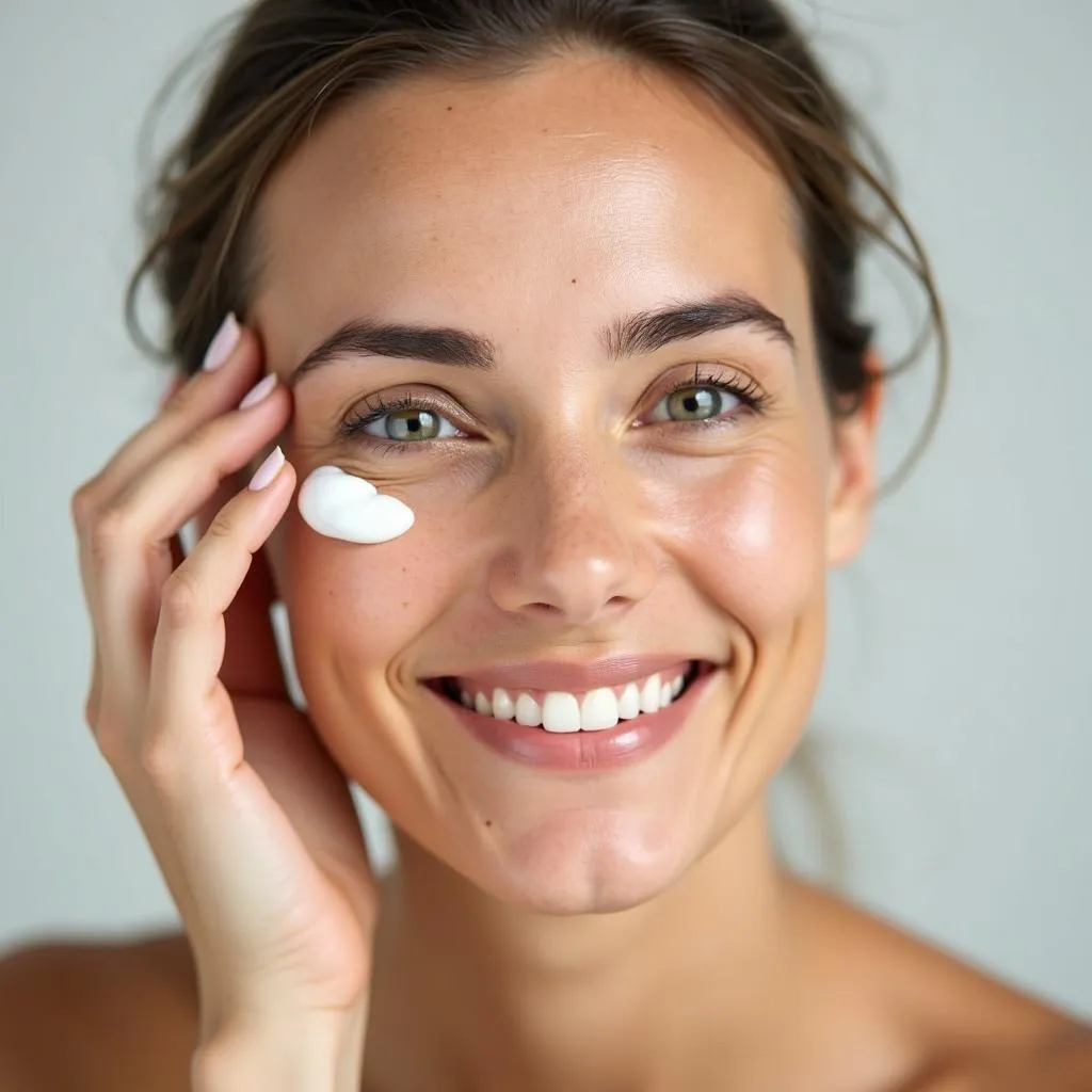 Woman applying retinol cream