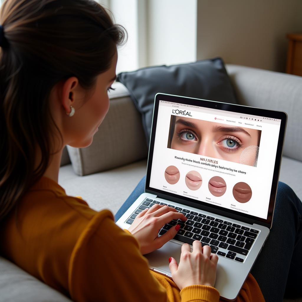 Woman Browsing L'Oreal Majirel Online