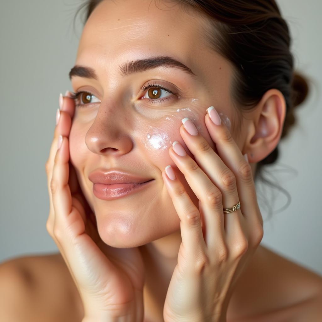 Woman Massaging Face with Oil Cleanser