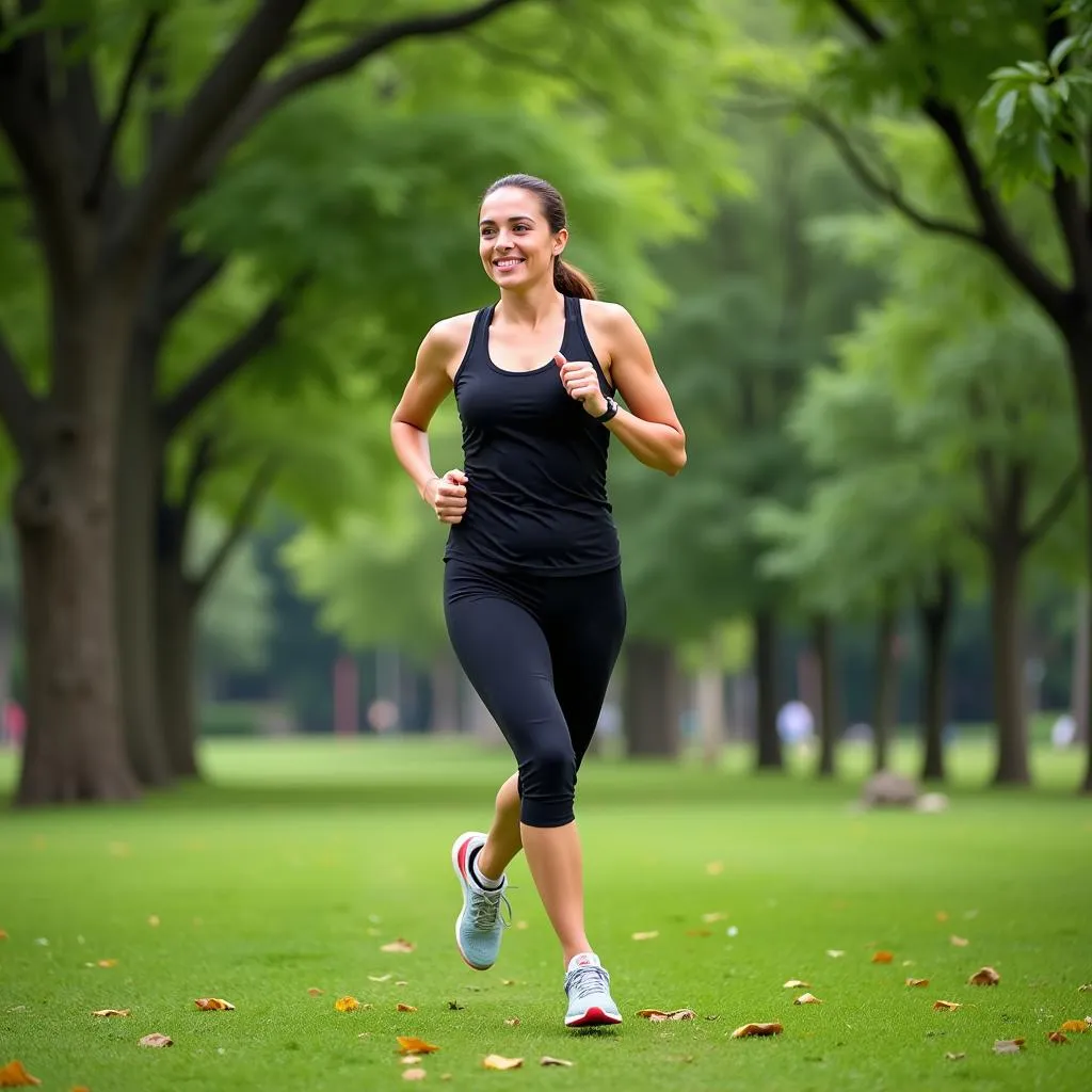 Woman Running in Park Pakistan