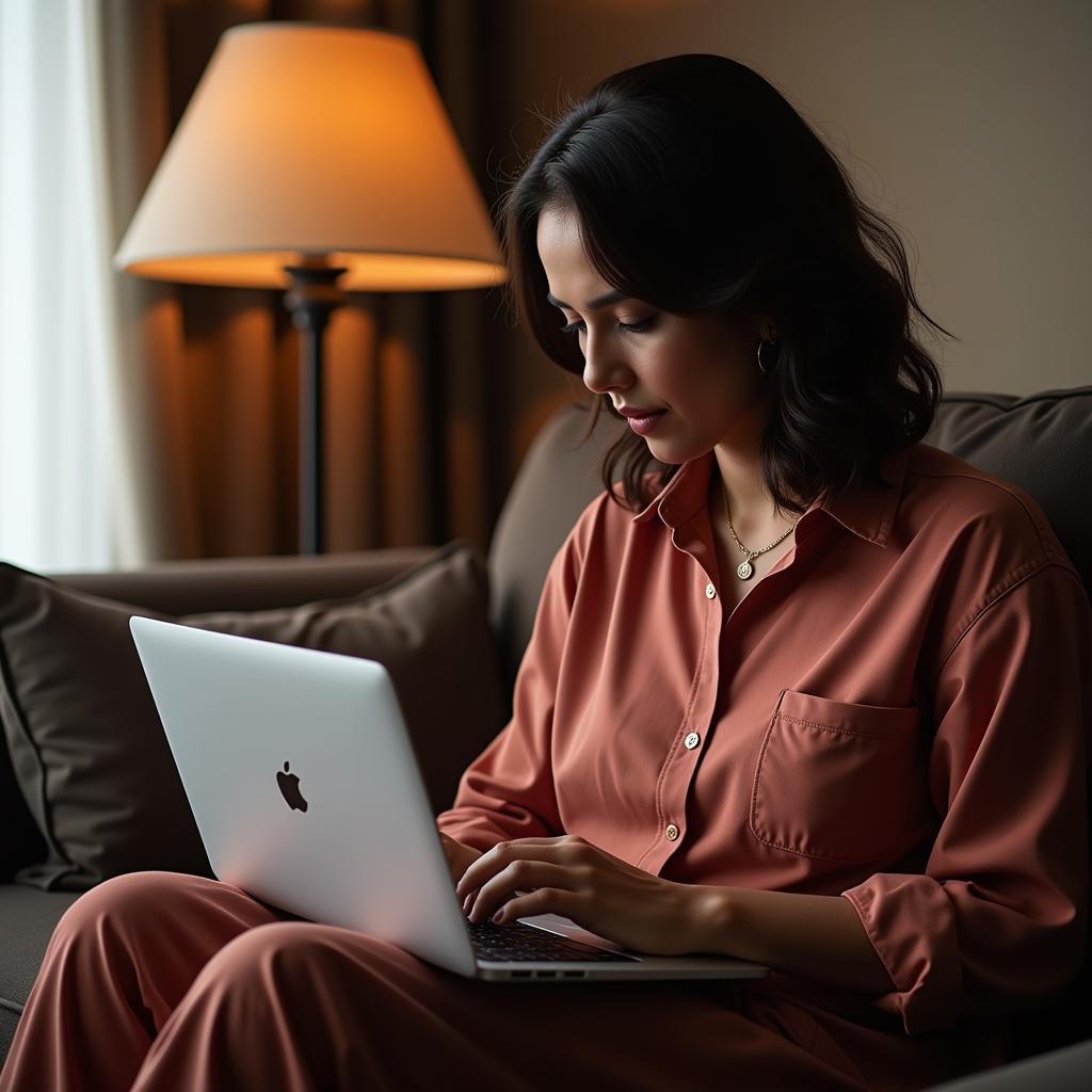 Woman Shopping for Perfume Online