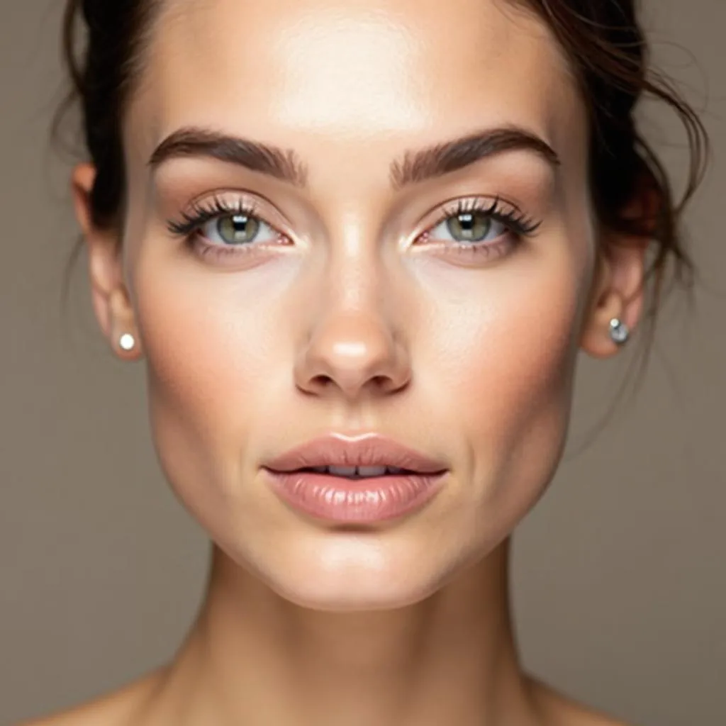 Woman testing foundation on her jawline