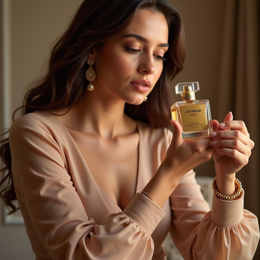 Woman Trying J. Almirah Perfume