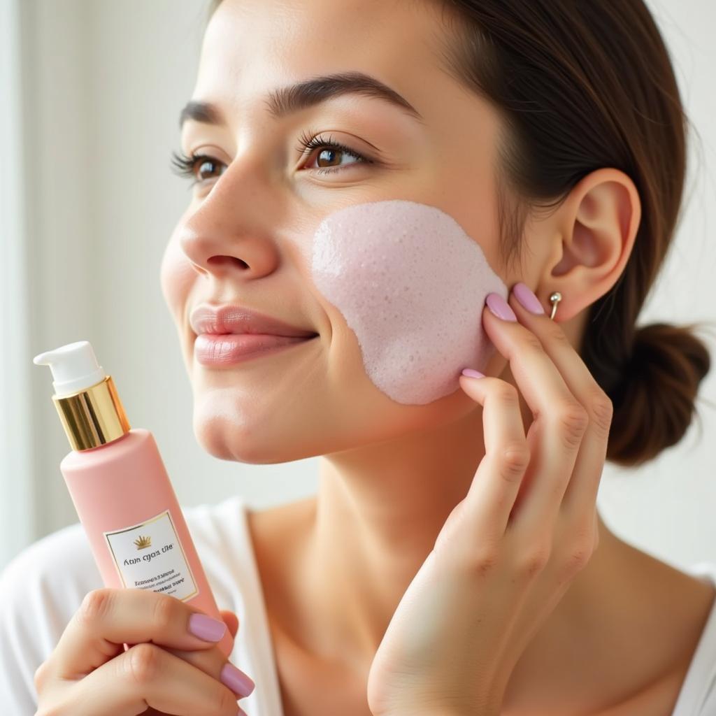 Woman Using Cute Plus Facial Kit