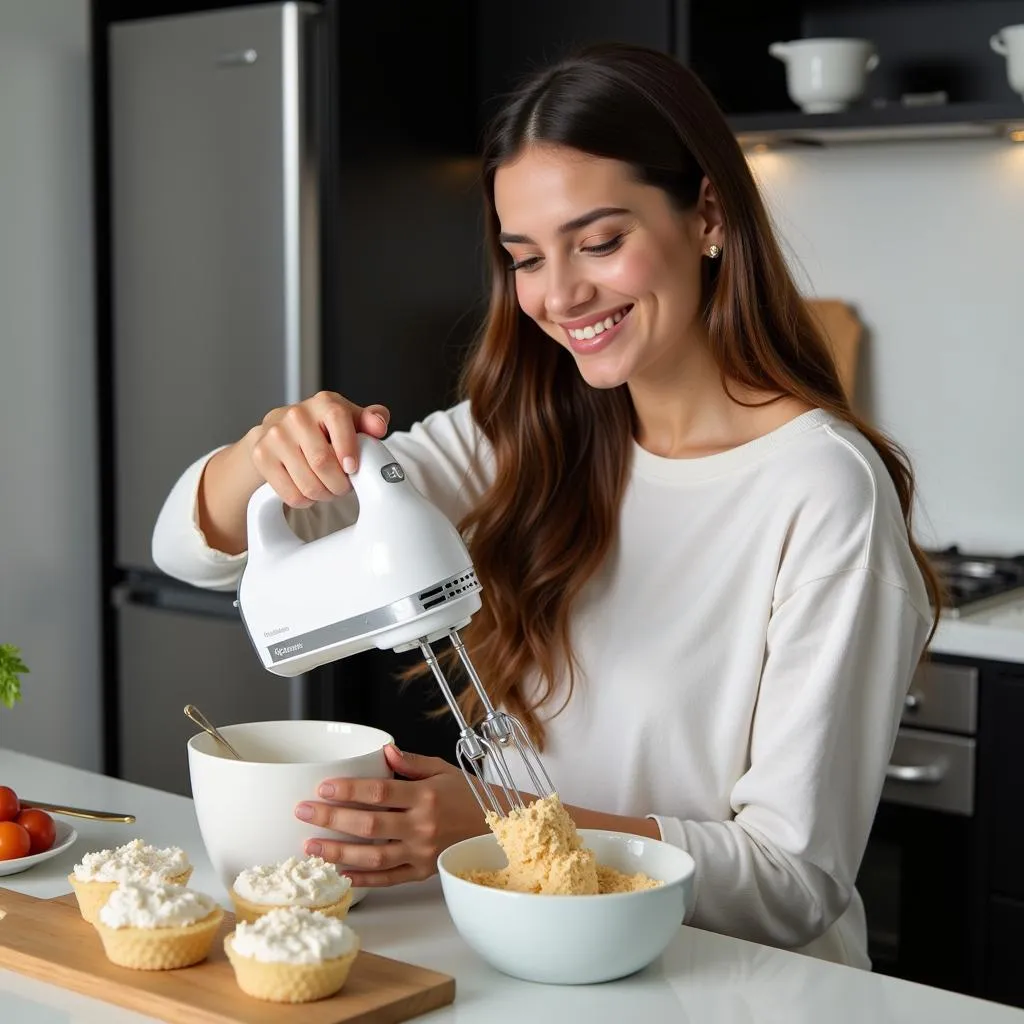 Woman Using Westpoint Beater in Kitchen