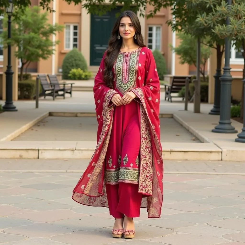 Woman in Shalwar Kameez with Khussas