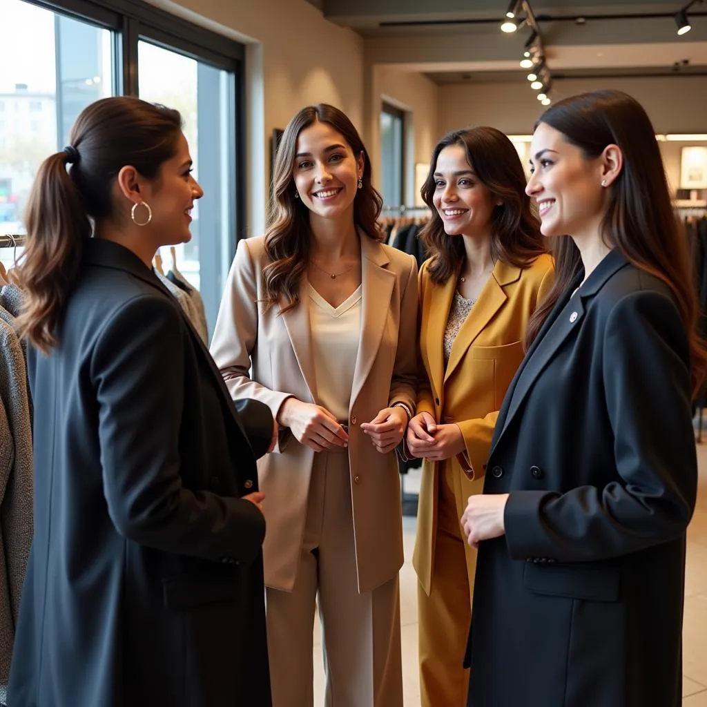 Women Trying on Blazers in Pakistan