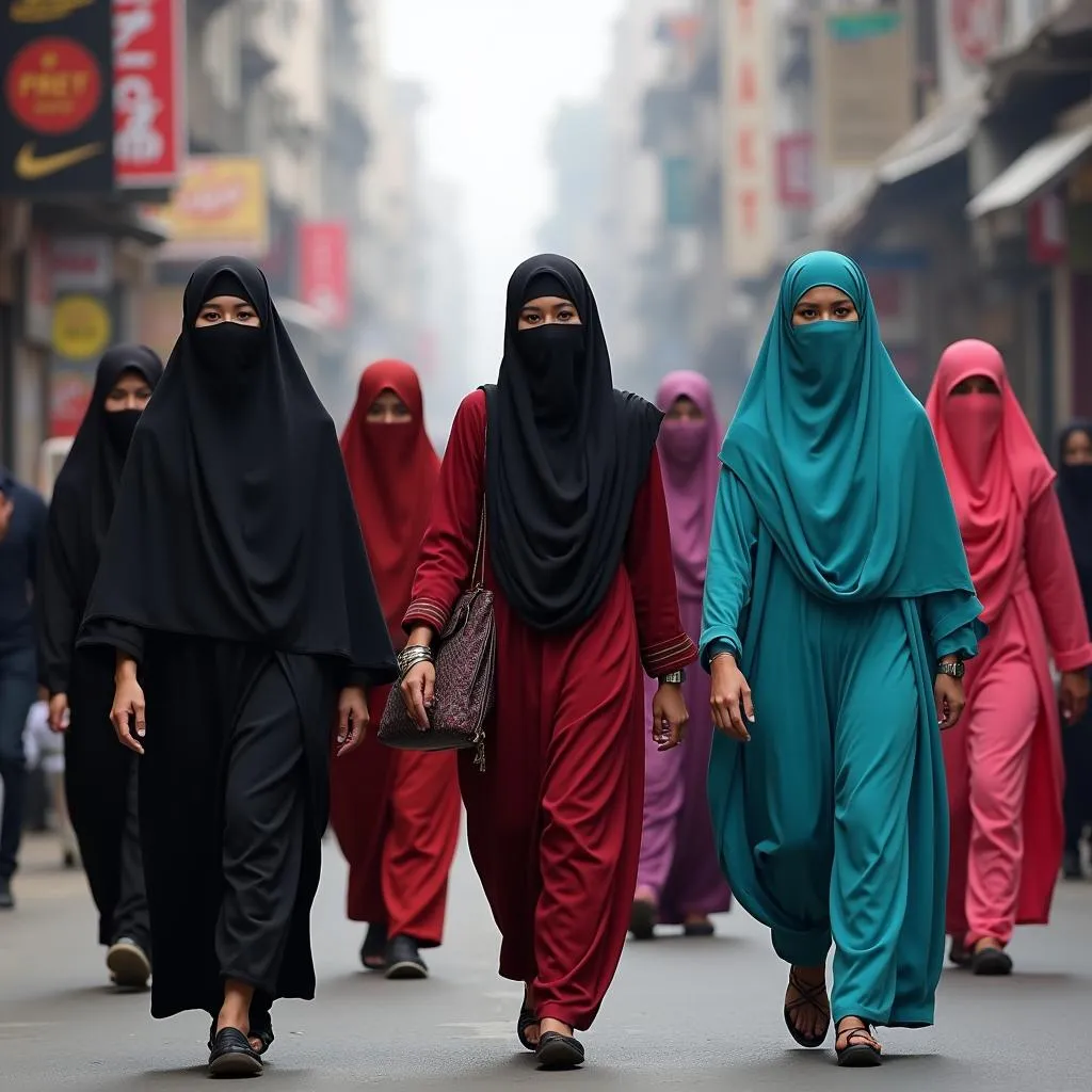 Women in Pakistan wearing burqas