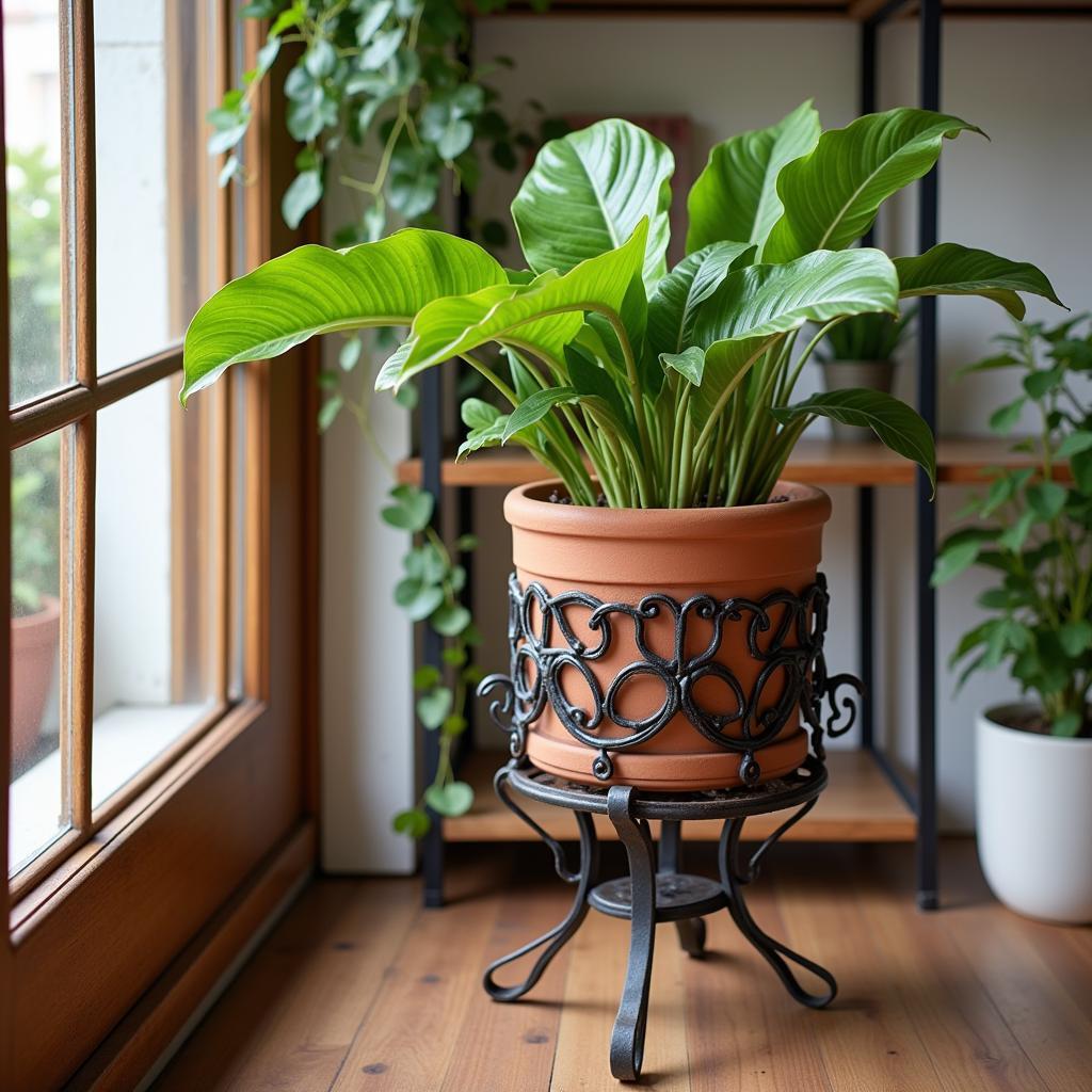 Stylish Wooden Iron Plant Stand in Pakistan