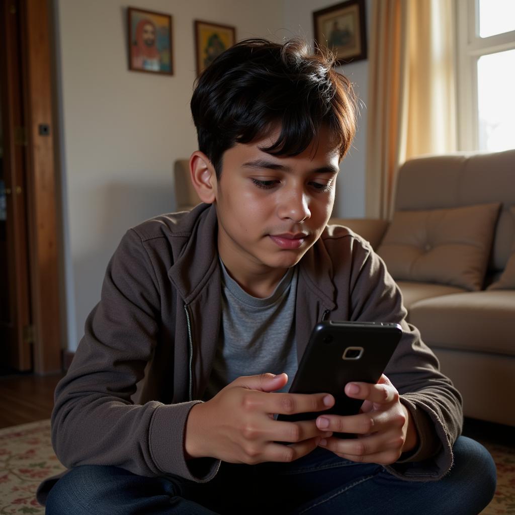 Young Pakistani Using Smartphone