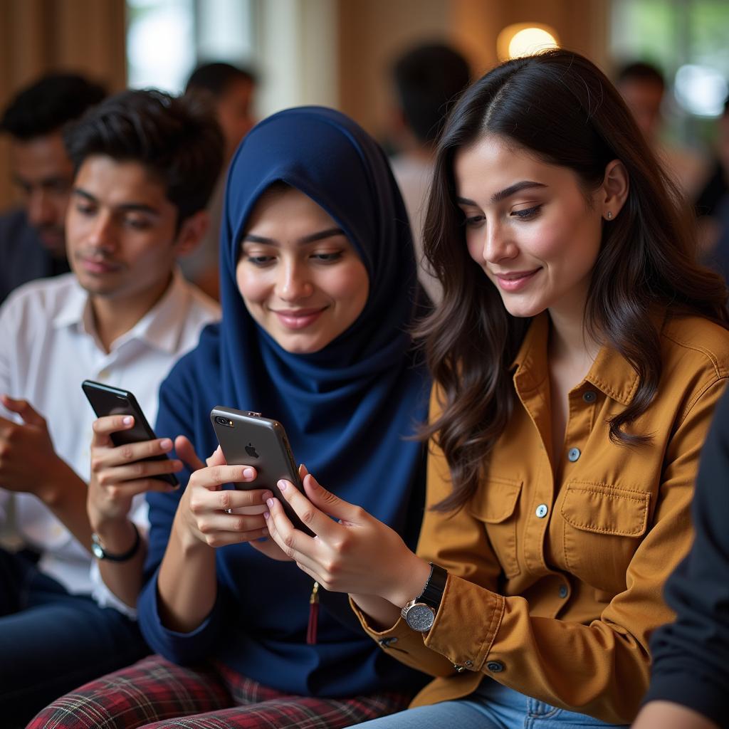 Young Pakistanis Using Smartphones