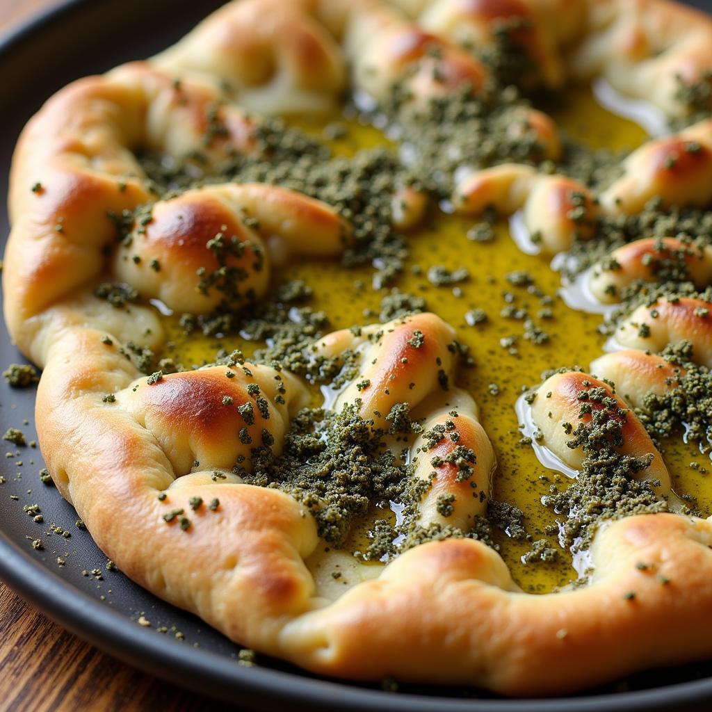 Freshly baked zaatar manakeesh