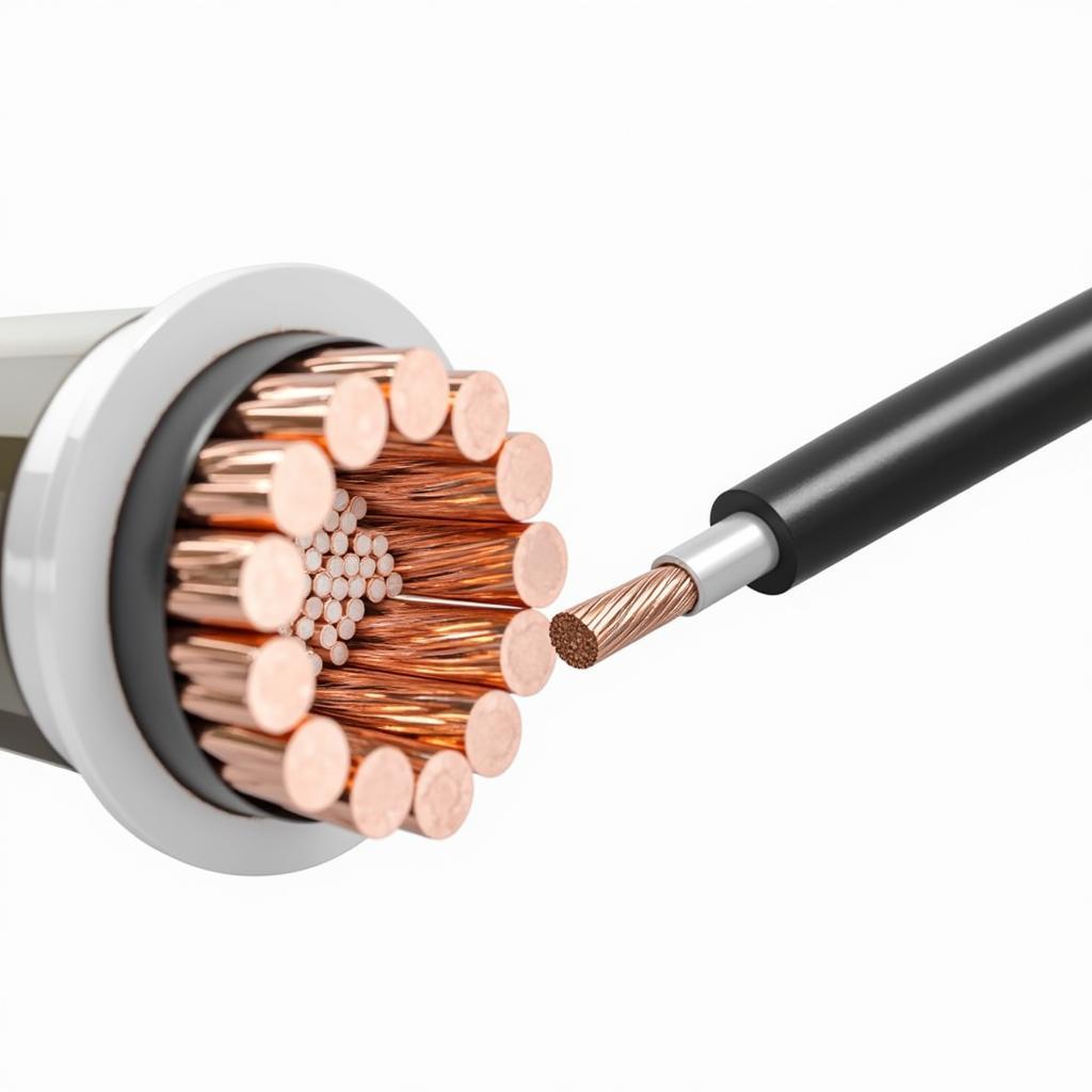 Copper conductor inside a 10mm solar cable