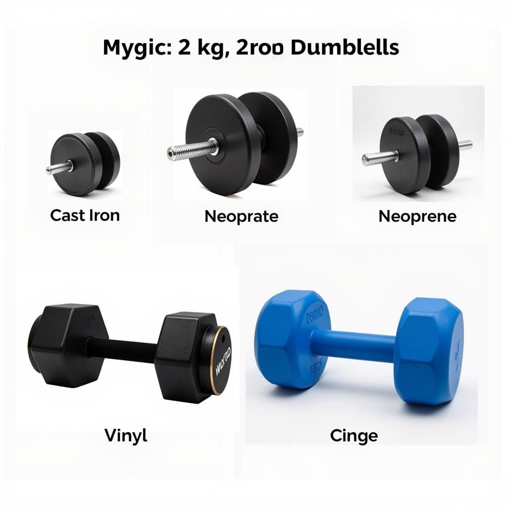 2kg dumbbells made from different materials