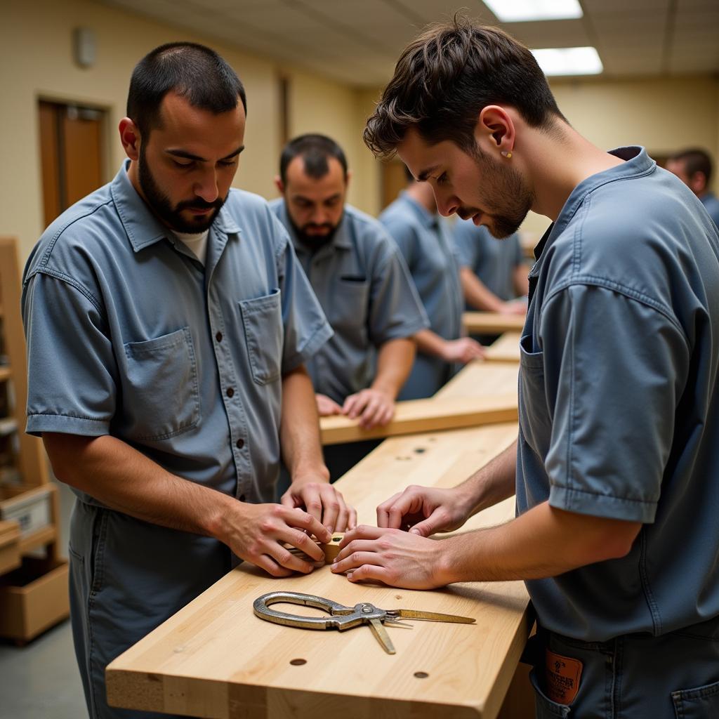 Inmates participating in a vocational workshop in an A Class Jail in Pakistan