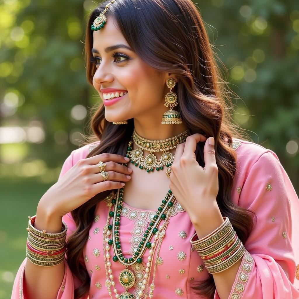 Accessorizing your Mehndi Dress:  Completing the look with traditional jewelry and footwear.