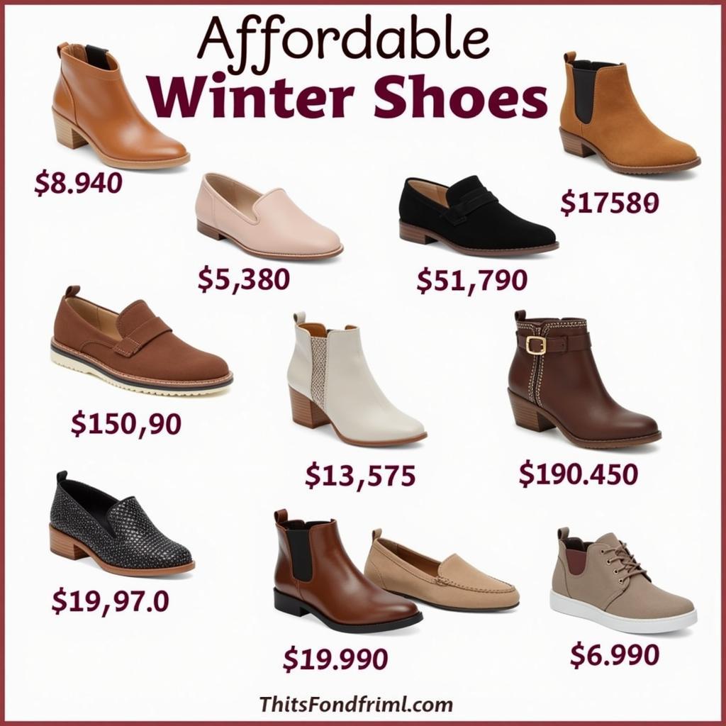 Affordable winter shoes for Pakistani women, displaying a range of options within different price points.