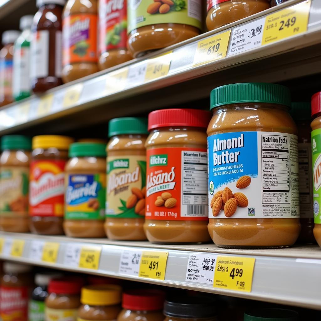 Almond Butter Jars in a Pakistani Supermarket