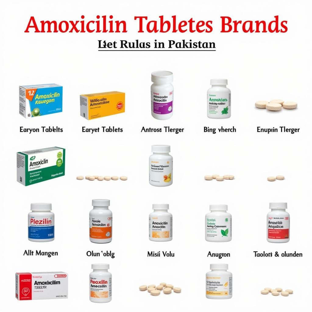 Amoxicillin tablets in Pakistan: Various brands and dosages available.