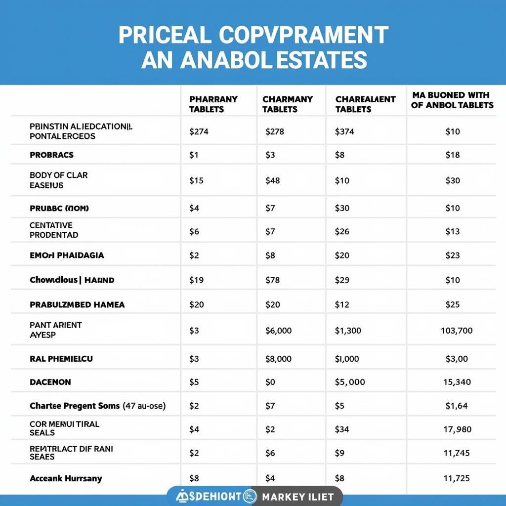 Comparing Anabol prices across different pharmacies in Pakistan.