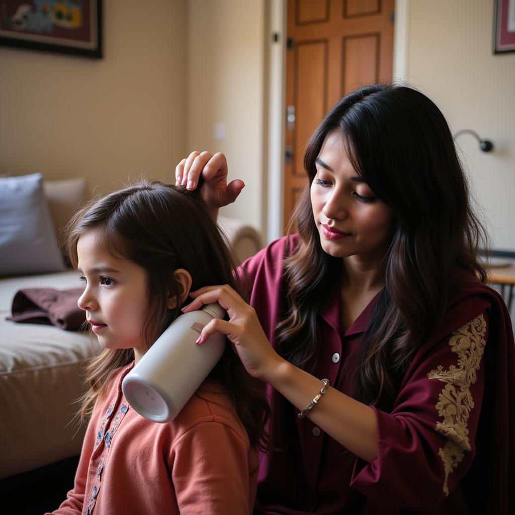 Applying Anti-Lice Lotion in Pakistan