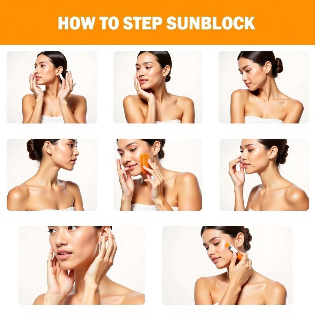 Correct application of sunblock on face and body for maximum protection