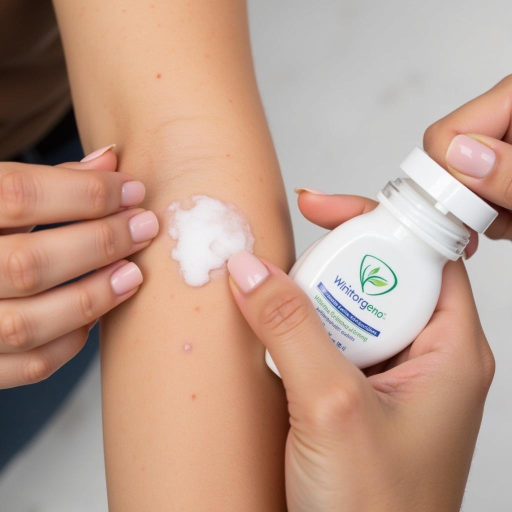 Applying Wintogeno cream to affected skin area