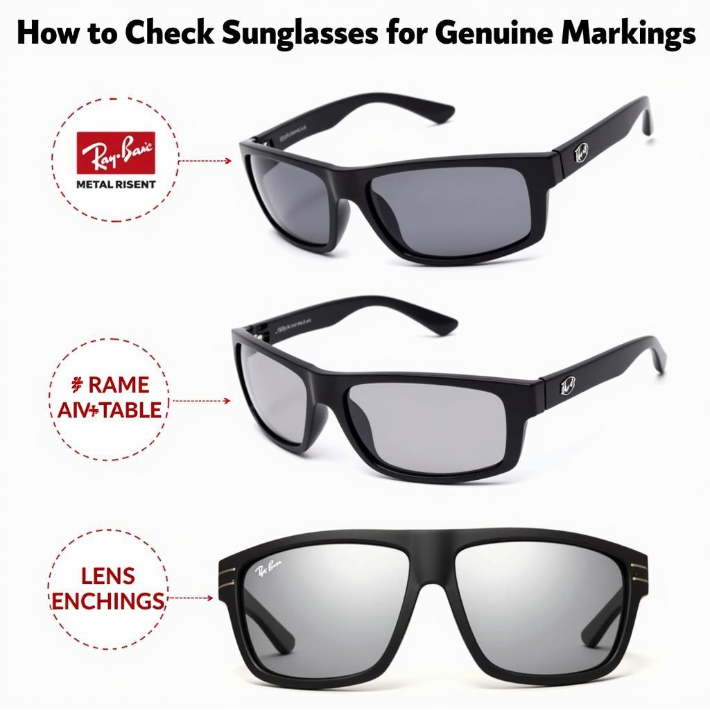 Authenticating sunglasses - checking for genuine markings