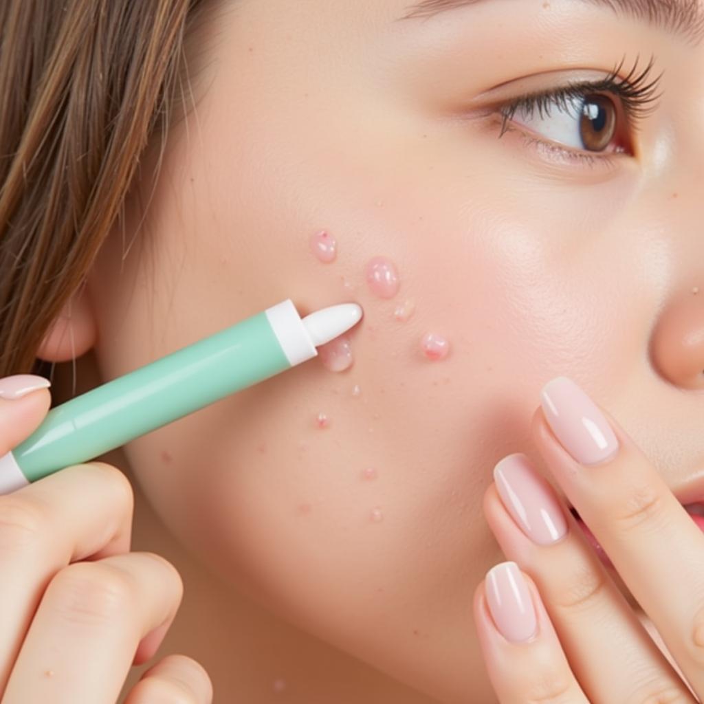 Applying Benclin Gel to Acne-affected Skin