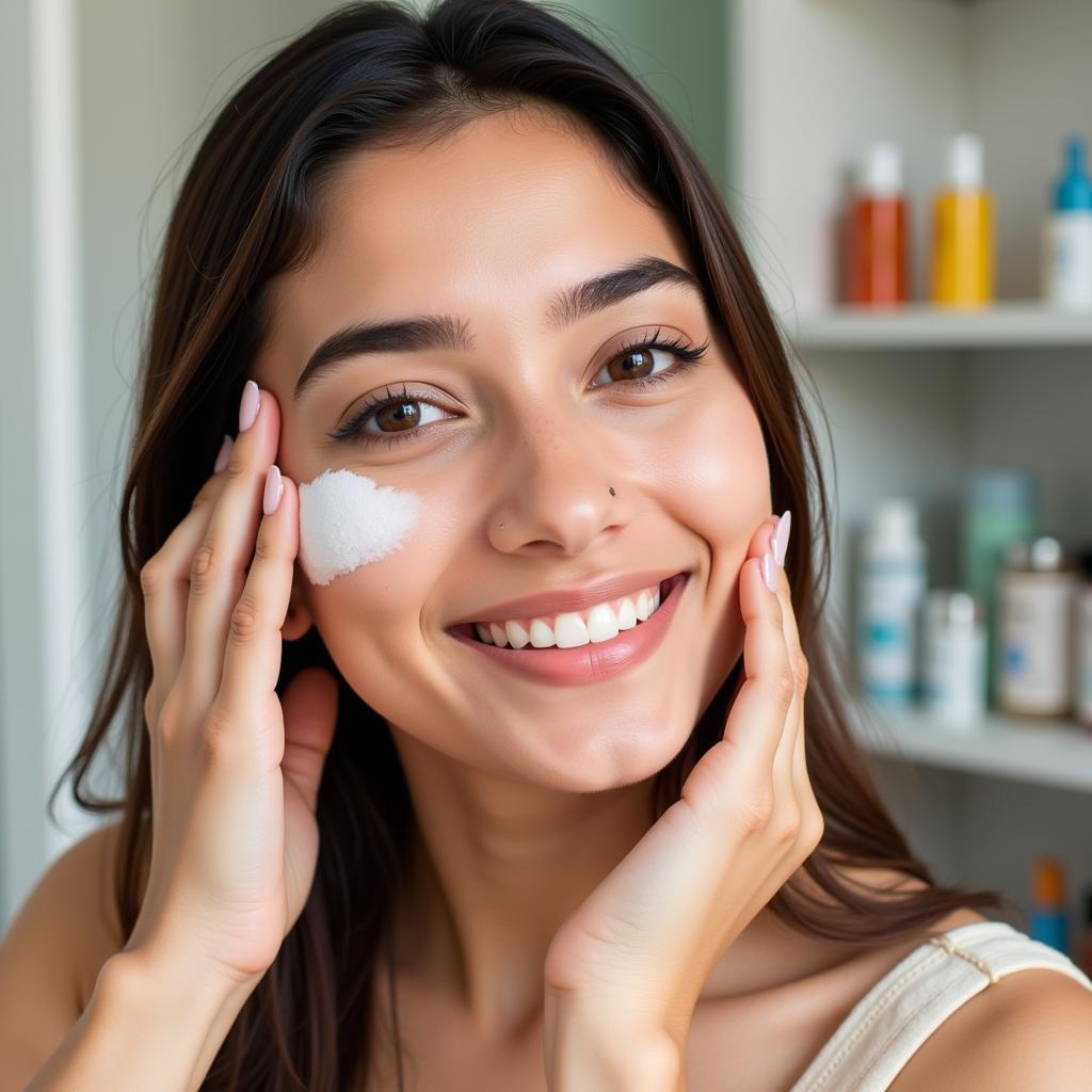 Best Cleanser for Oily Skin in Pakistan - A woman with oily skin smiles confidently after using a cleanser.