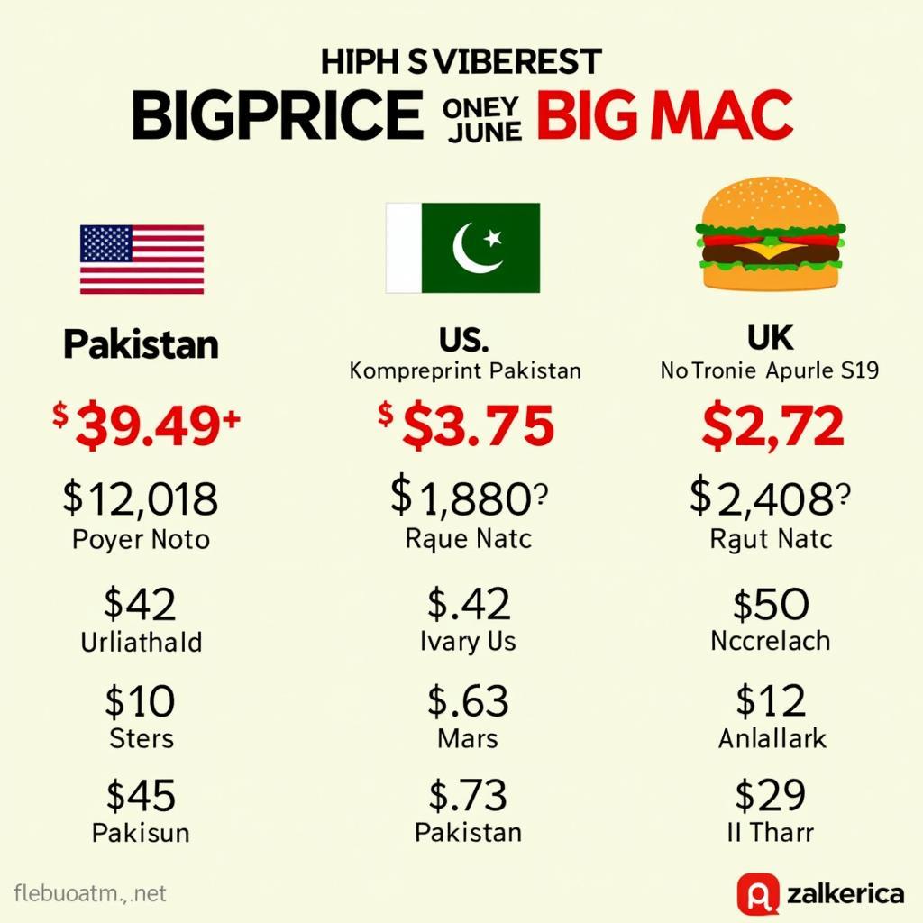 Big Mac Price Comparison: Pakistan vs. US vs. UK