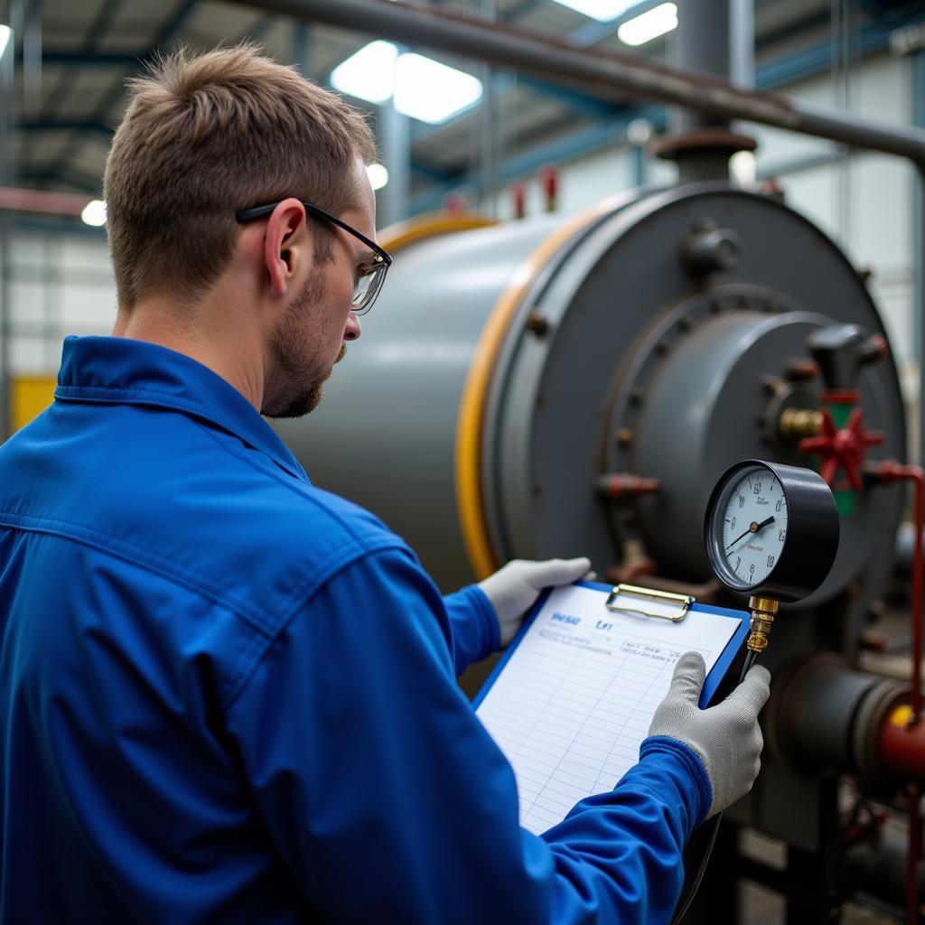 Boiler Technician at Work in a Pakistani Factory