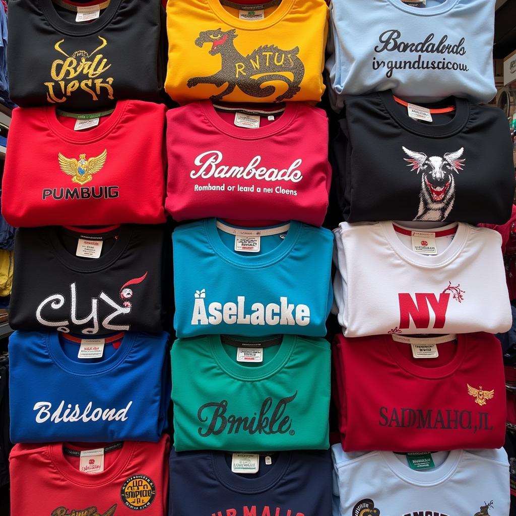 Branded shirts displayed in a Pakistani store