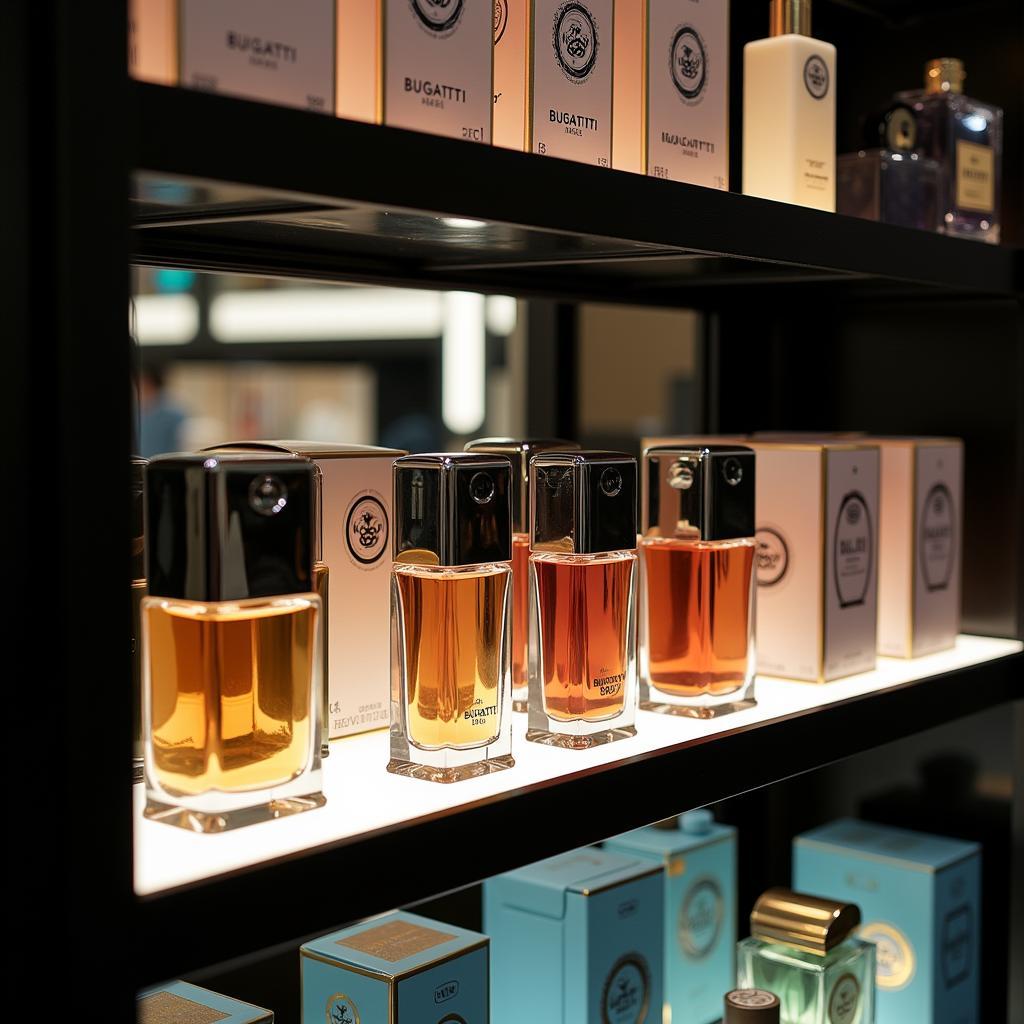 Bugatti Perfume Collection Displayed on a Shelf