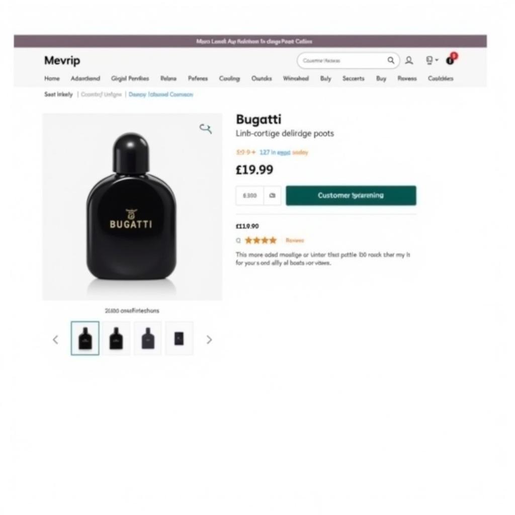 Bugatti Perfume Displayed on an Online Retailer Website