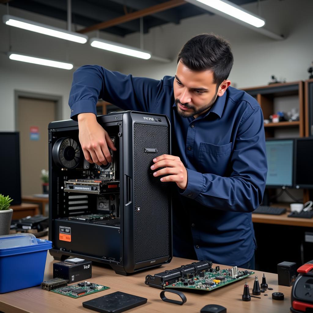 Assembling a Ryzen 5 PC in a Pakistani workshop