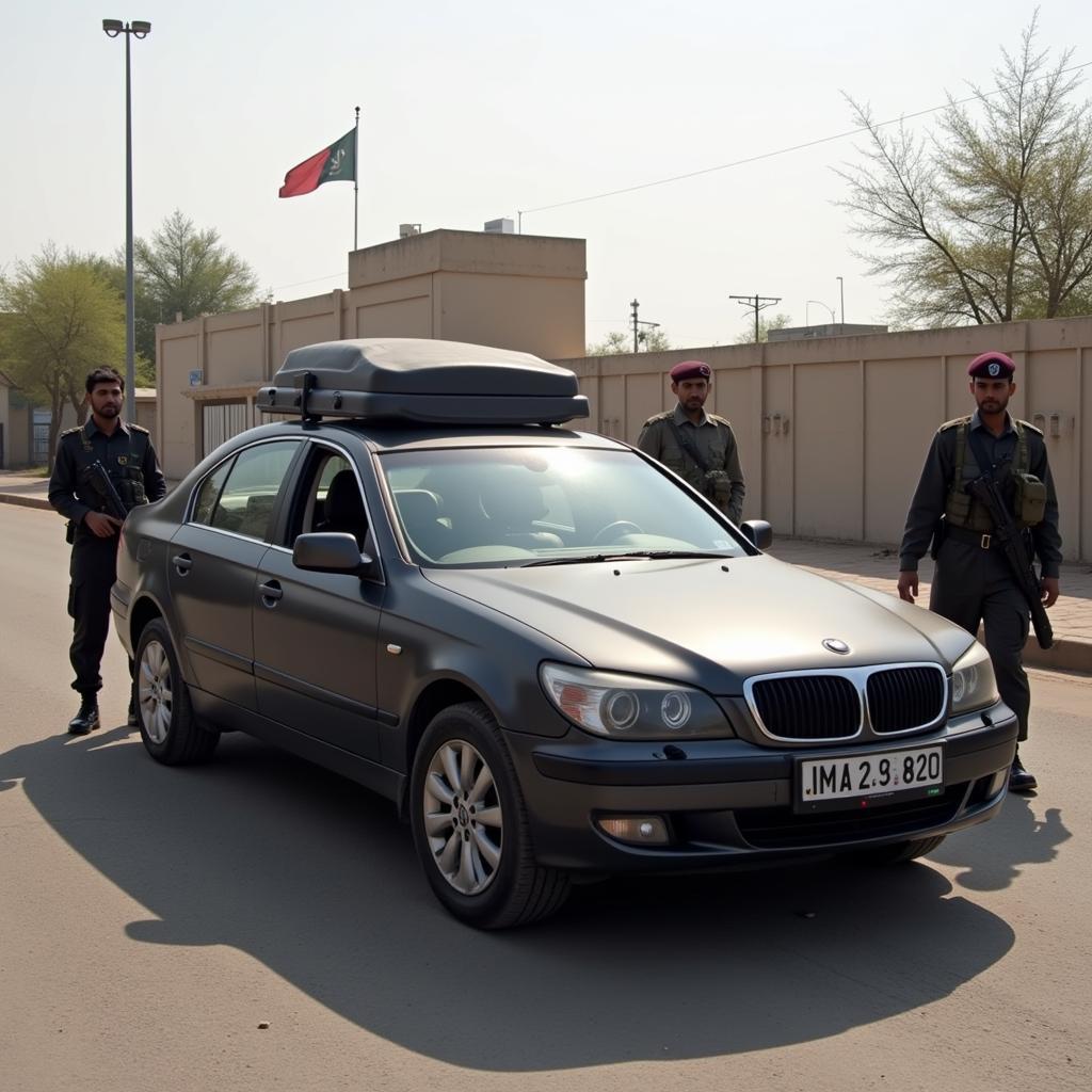 Bulletproof Sedan in Pakistan with Security Personnel