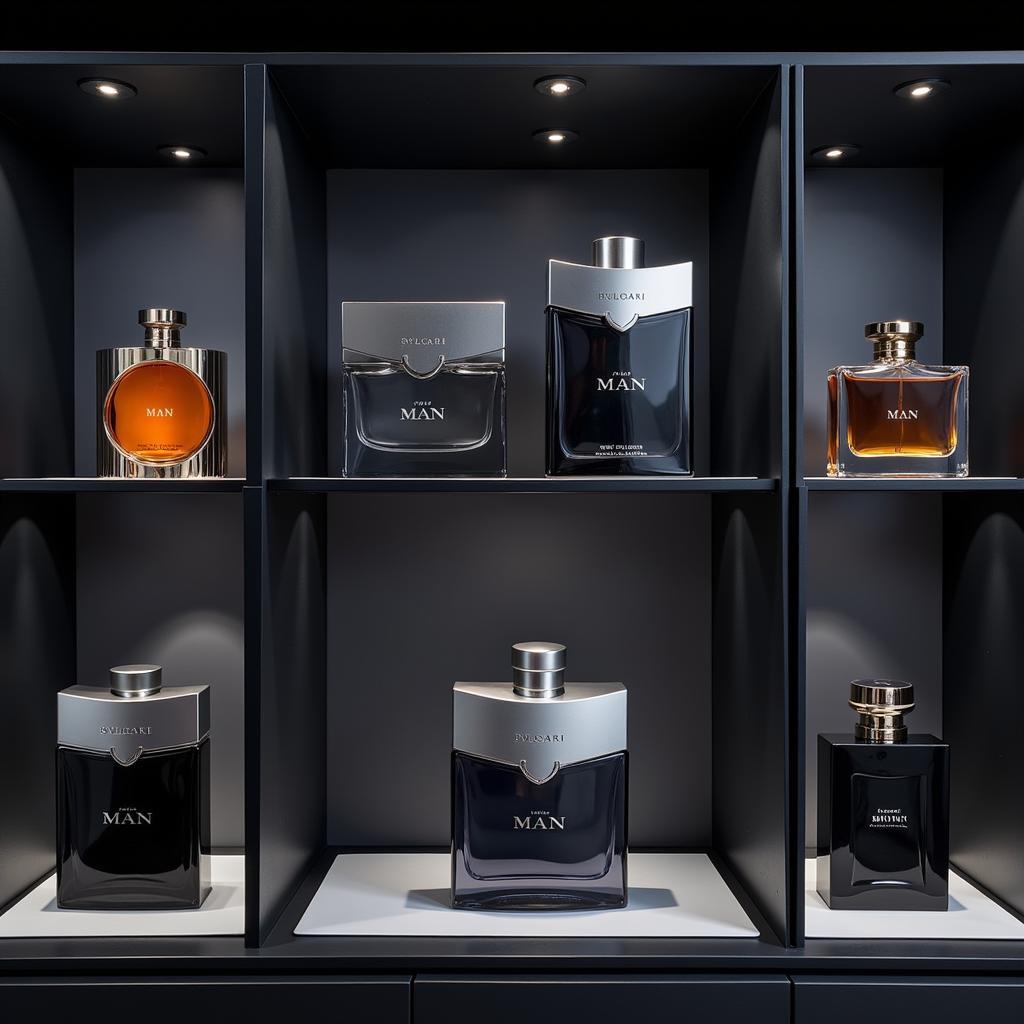 Bvlgari Man Perfume Bottles Display