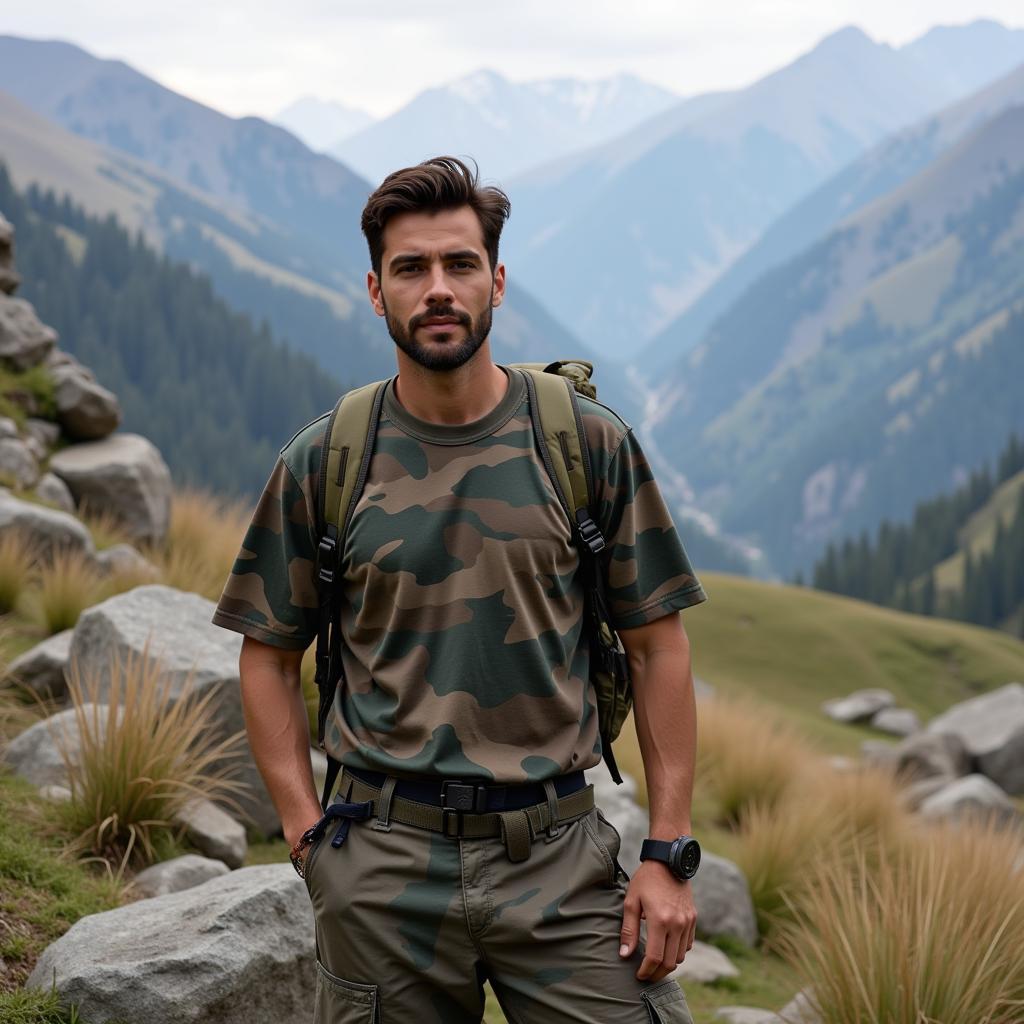 Wearing Camouflage T-Shirt for Hiking in Pakistan