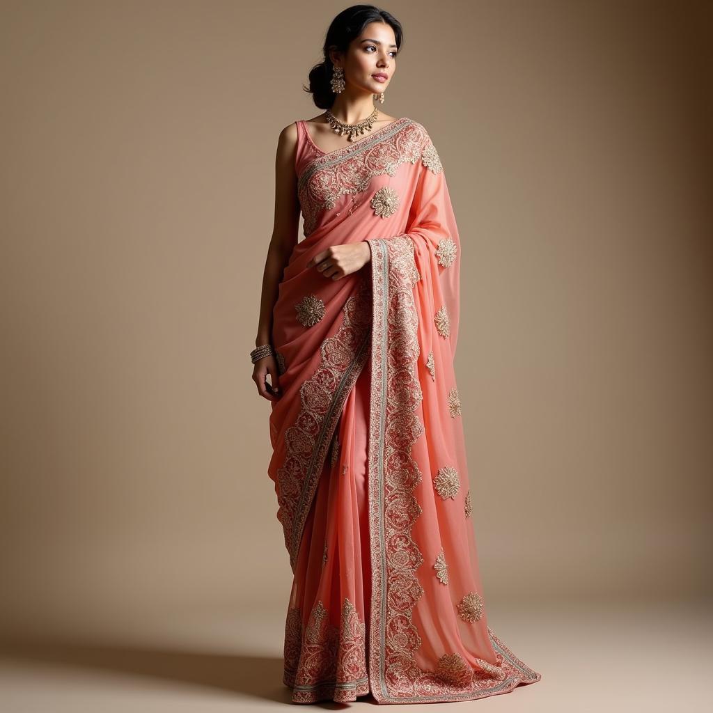 Stunning Chiffon Saree for Pakistani Weddings