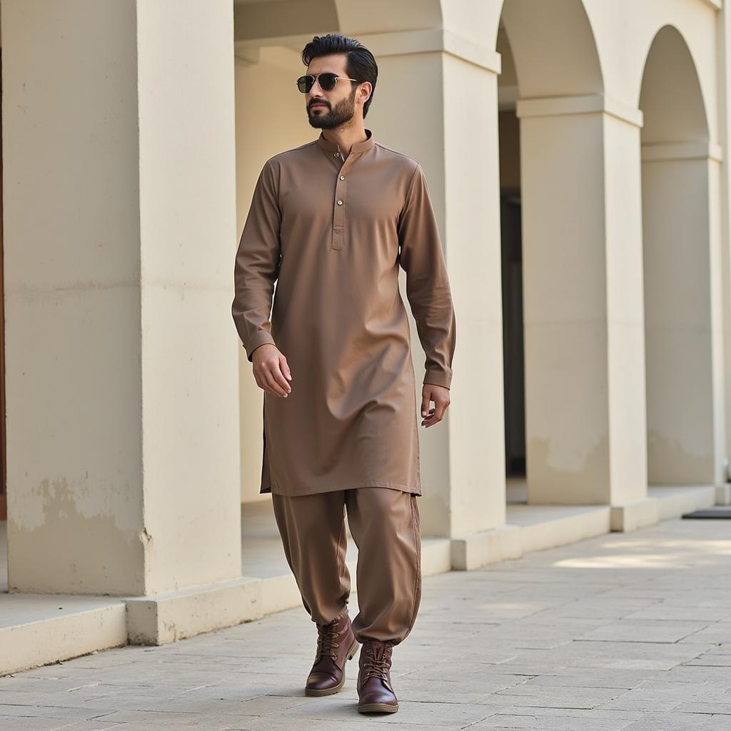 Chukka Boots Paired with Traditional Pakistani Clothing