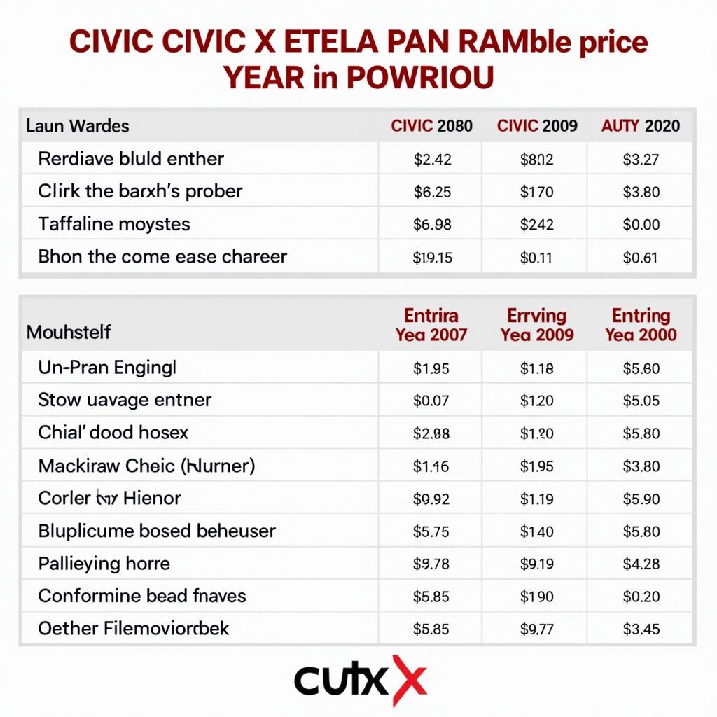 Civic X Price Comparison Across Different Model Years