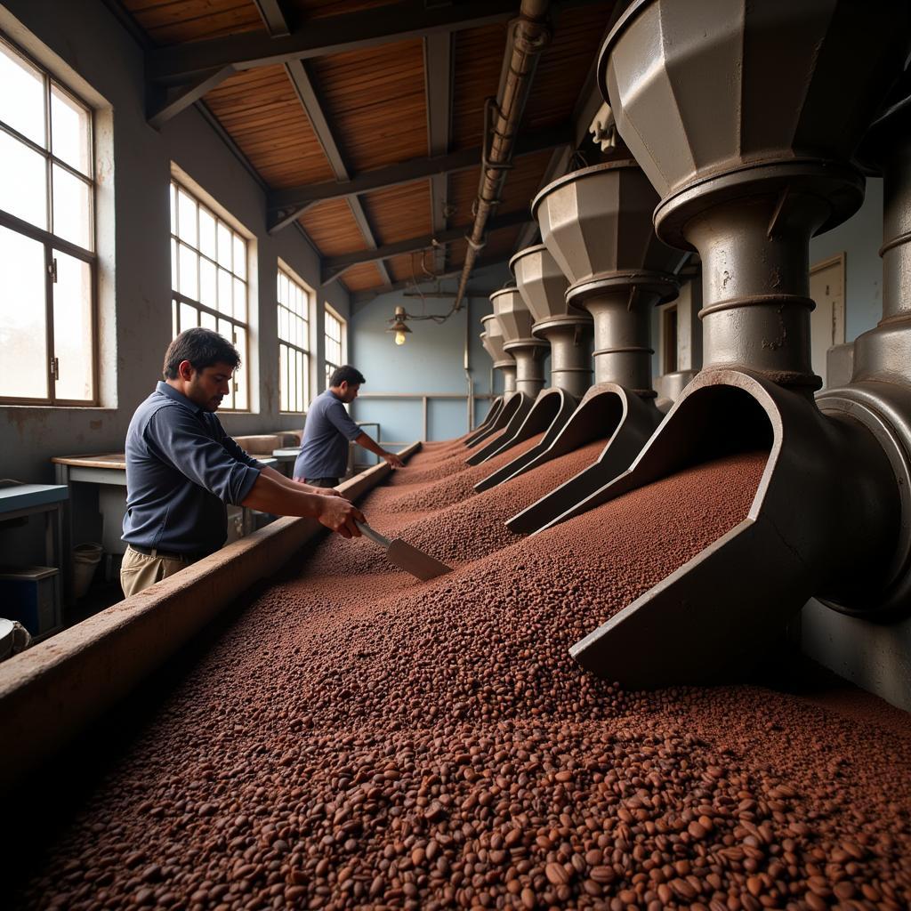 Cocoa Bean Processing in a Pakistani Factory